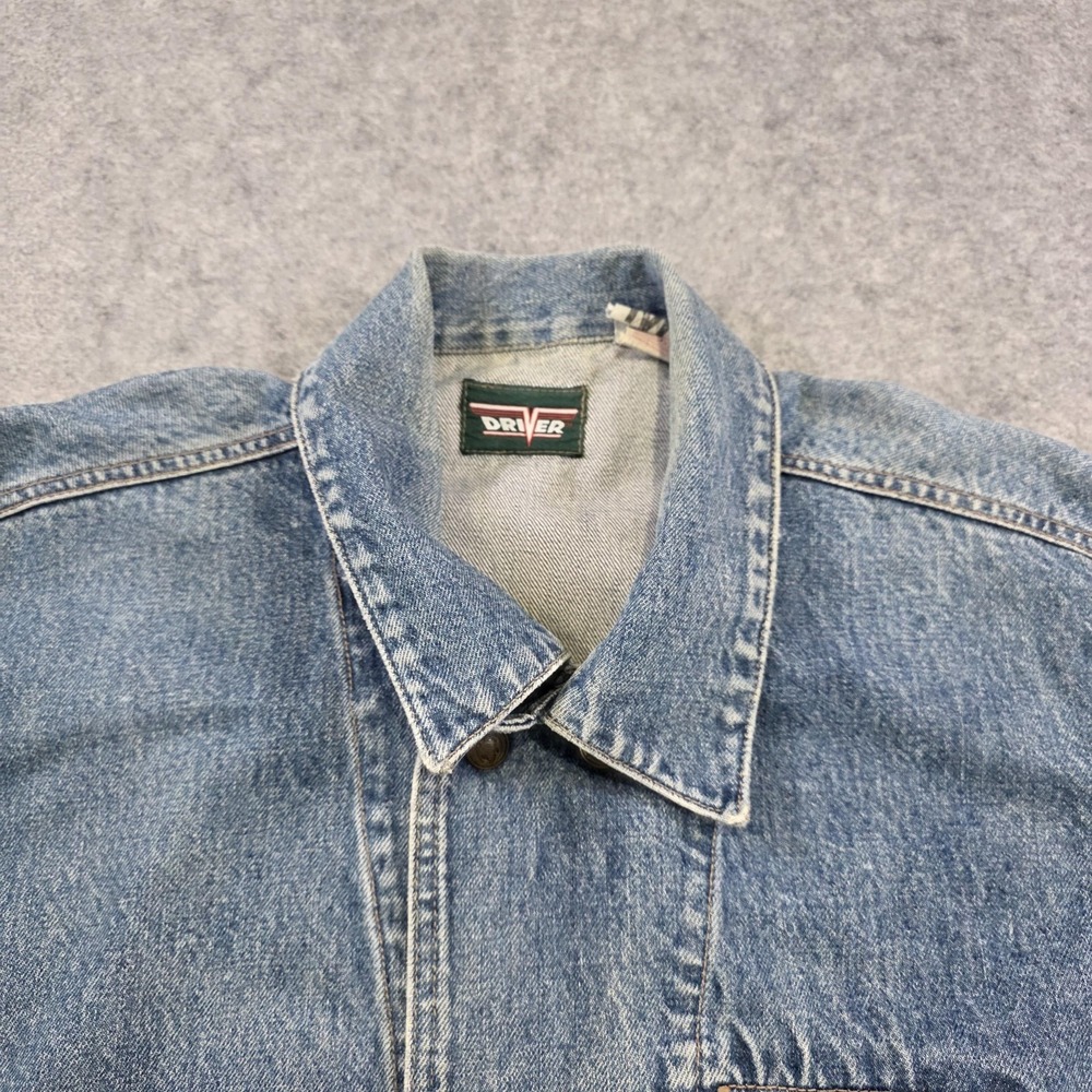 VTG Driver Jacket Mens Medium Blue Denim Chore Workwear Utility Snap Made USA - Picture 7 of 16